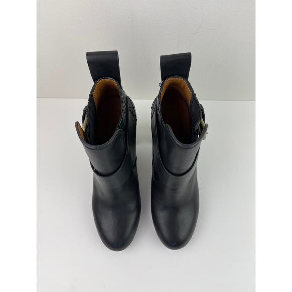 SEE By CHLOE Black Cappa Ankle Block Heel Booties Boots Buckle Leather 37 NEW - Picture 4 of 10